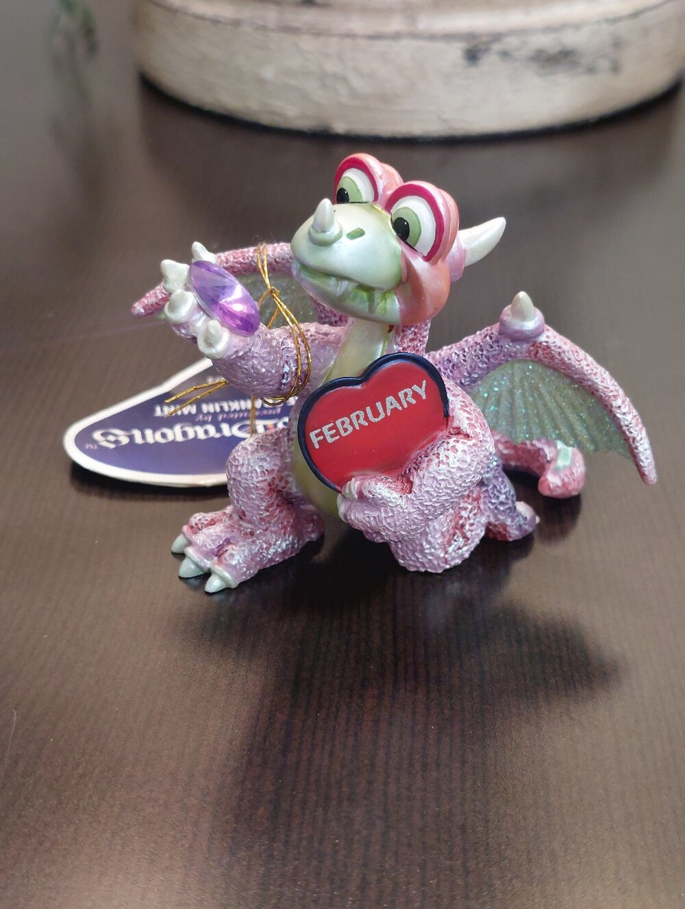 Vintage Franklin Mint Mood Dragon Figurine Birthday Month February Sweetie Heart